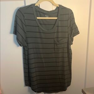 Market & Spruce Olive Green Striped Short Sleeve Tee